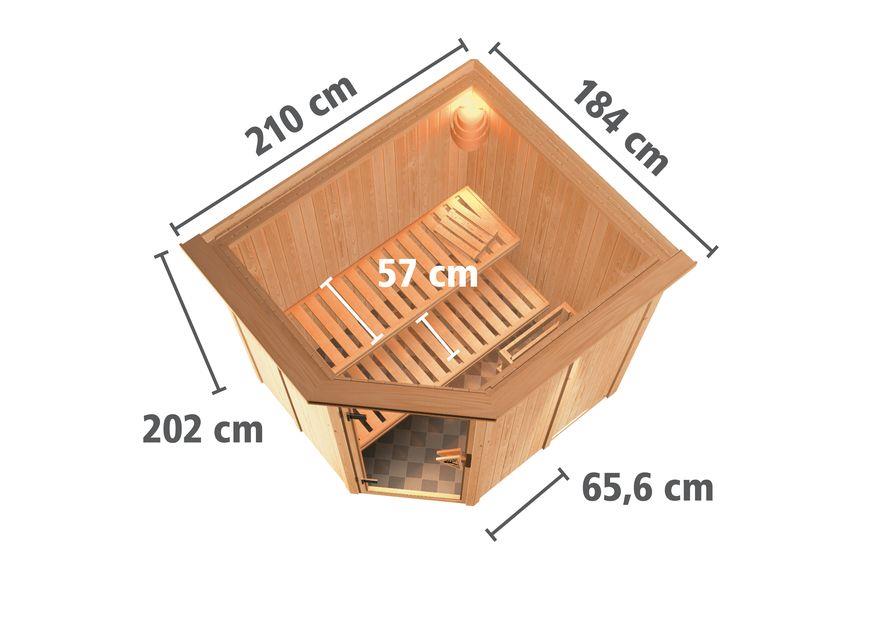 Innensauna Jaan mit 9 kW Ofen BIO 9 und Huum Wifi Steuerung natur
