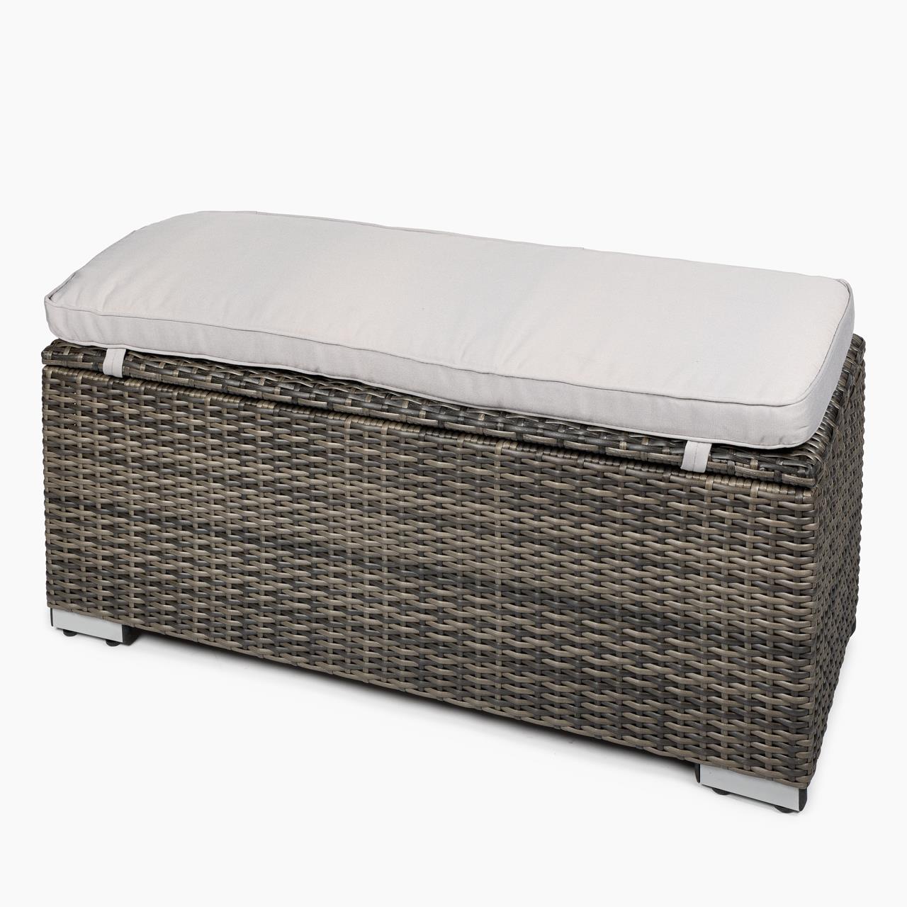 Garten-Aufbewahrungsbox Marinoir inkl. Auflage in grau - Polyrattan - 100 x 40 x 42 cm - stone