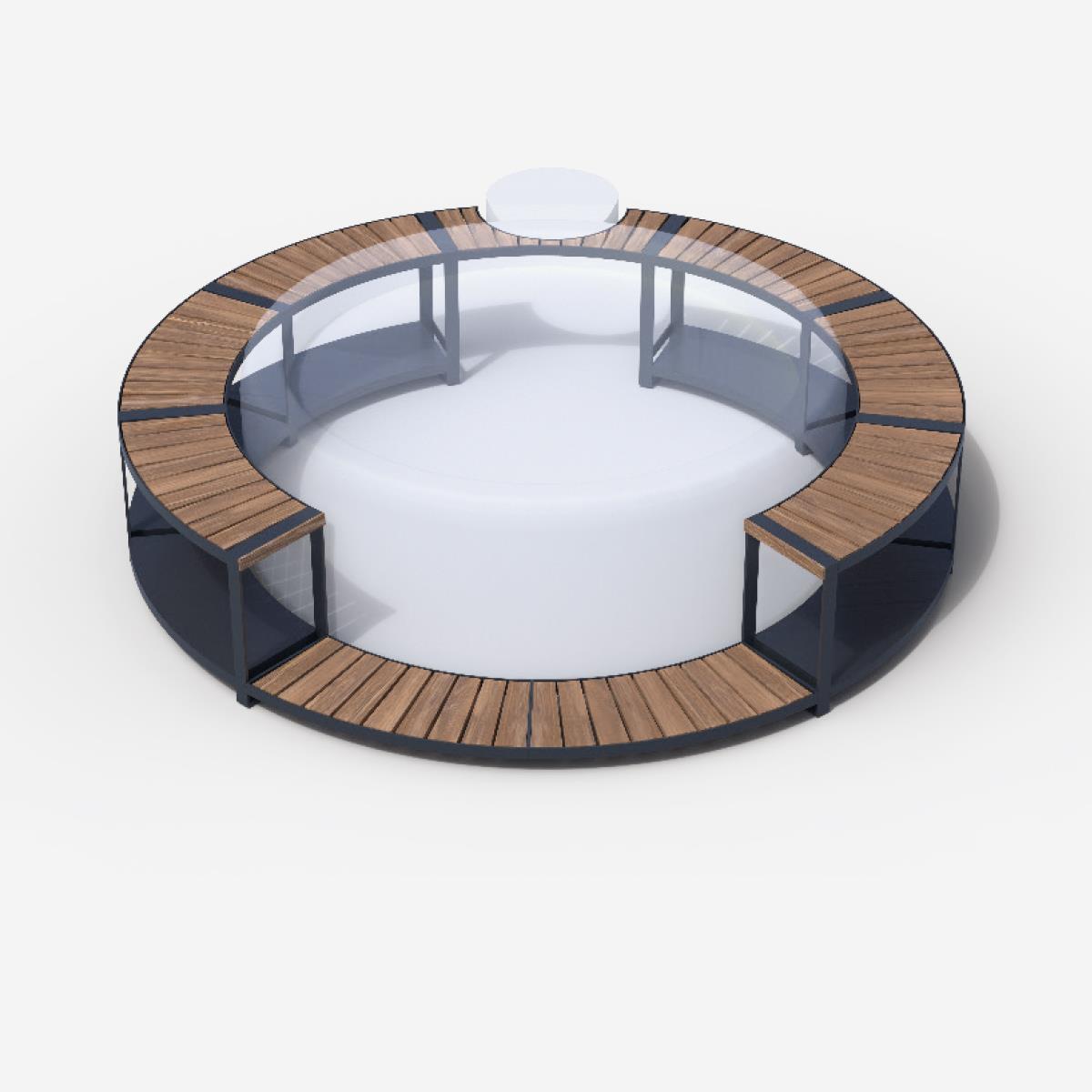 Whirlpool-Vollumrandung für Softub RESORT / POSEIDON - Stauseeholz ø 290 cm - anthrazit
