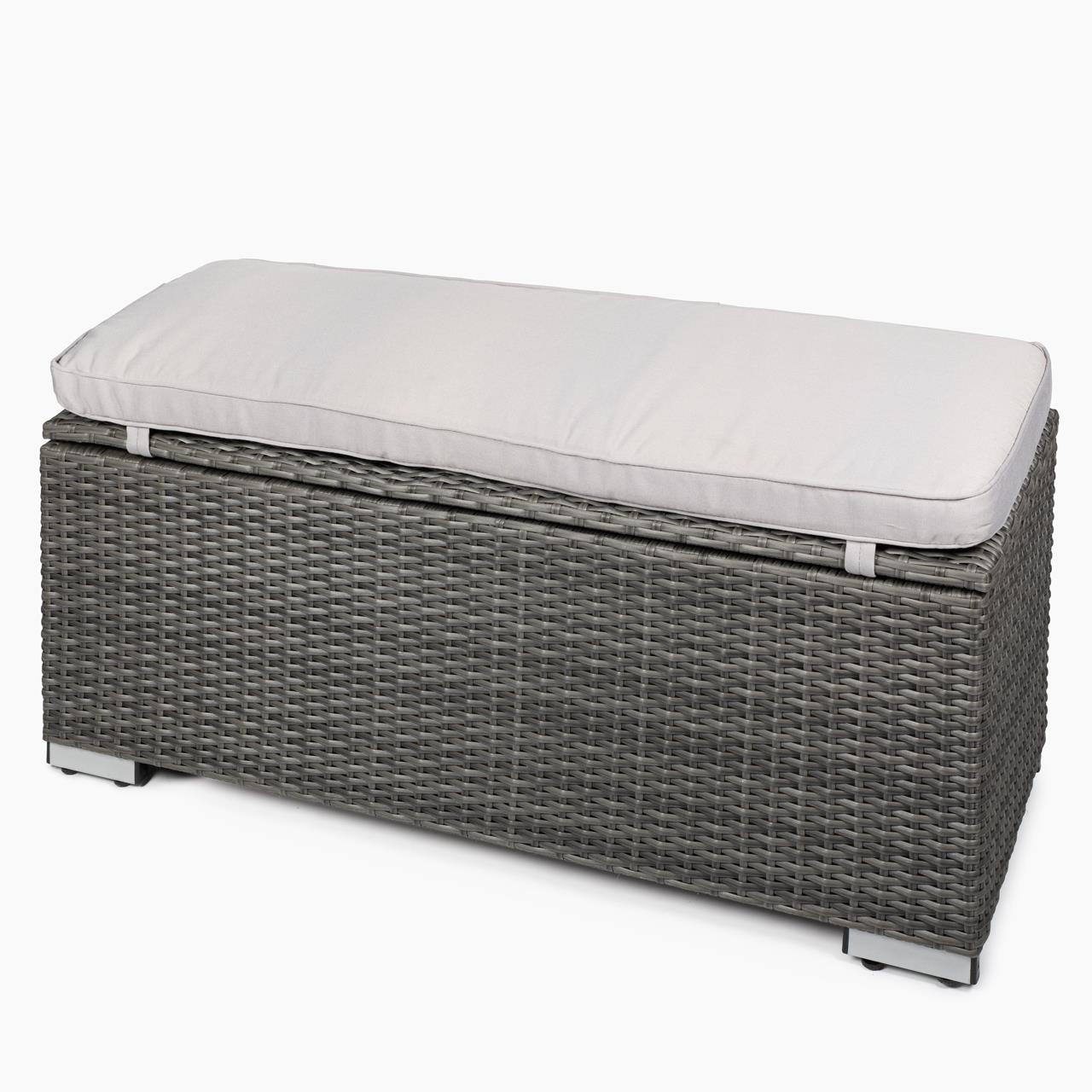 Garten-Aufbewahrungsbox Marinoir inkl. Auflage in grau - Polyrattan - 100 x 40 x 42 cm - graphite