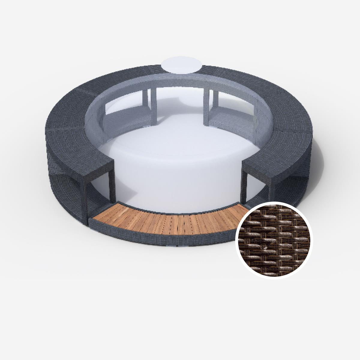 Whirlpool-Vollumrandung für Softub LEGEND - Polyrattan - ø 270 cm - mocca