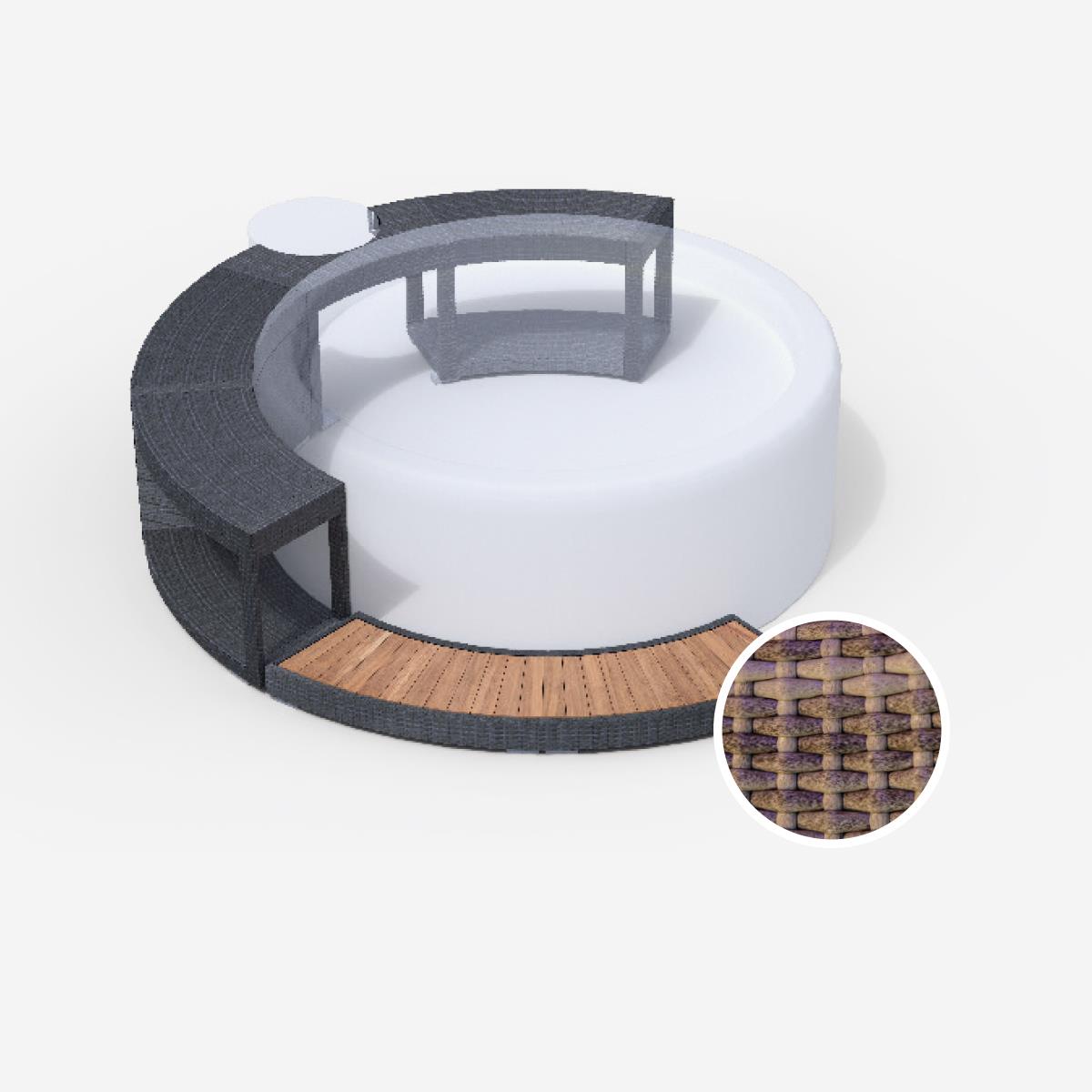 Whirlpool-5/8-Umrandung für Softub RESORT / POSEIDON - Polyrattan - stone