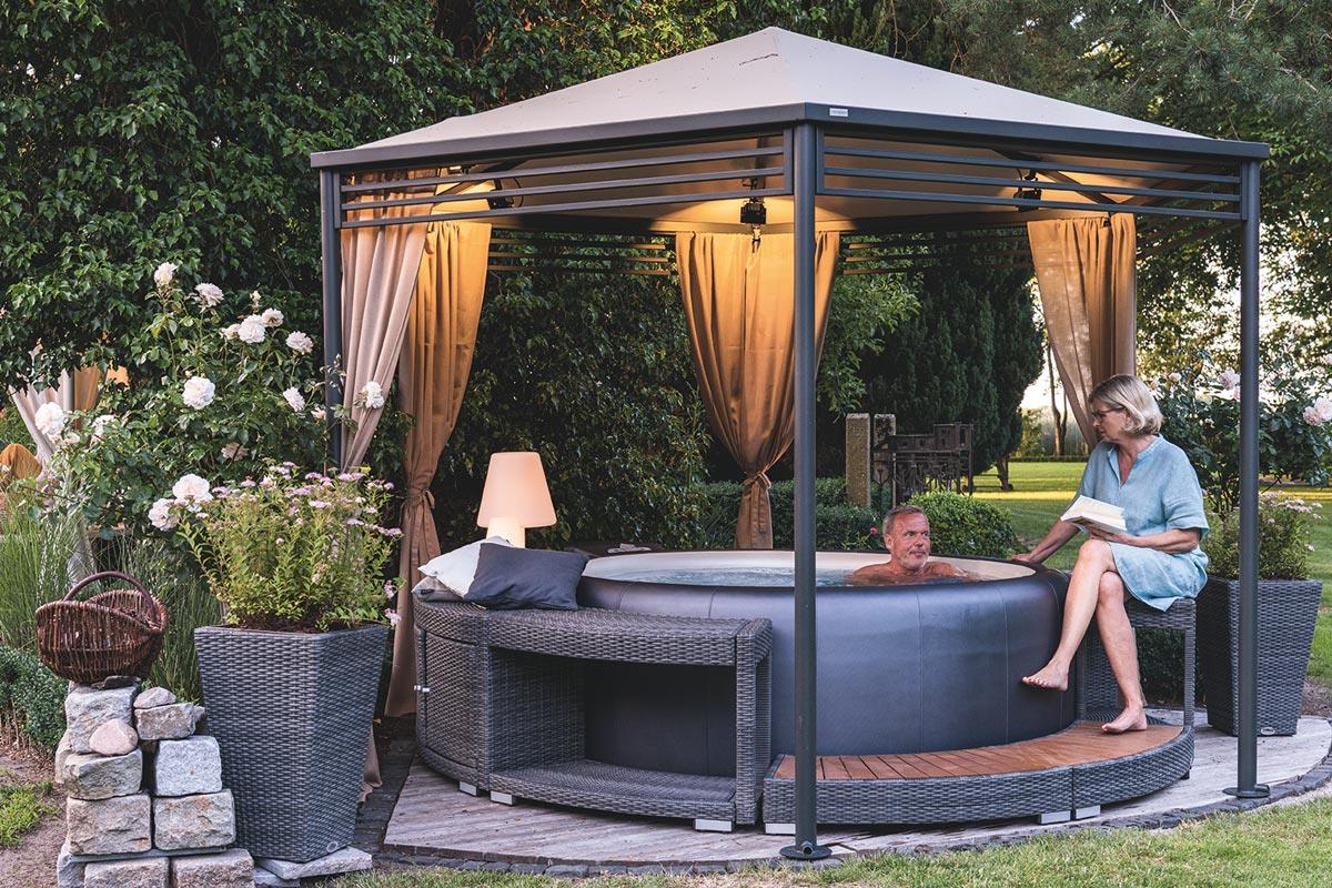Whirlpool-Vollumrandung für Softub LEGEND - Polyrattan - ø 270 cm - graphite
