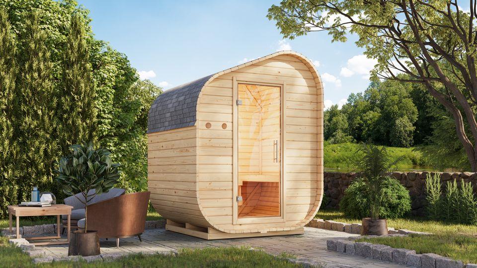 Aussenssauna Börge mit 9 kW Ofen FIN 9 und Huum Wifi Steuerung natur