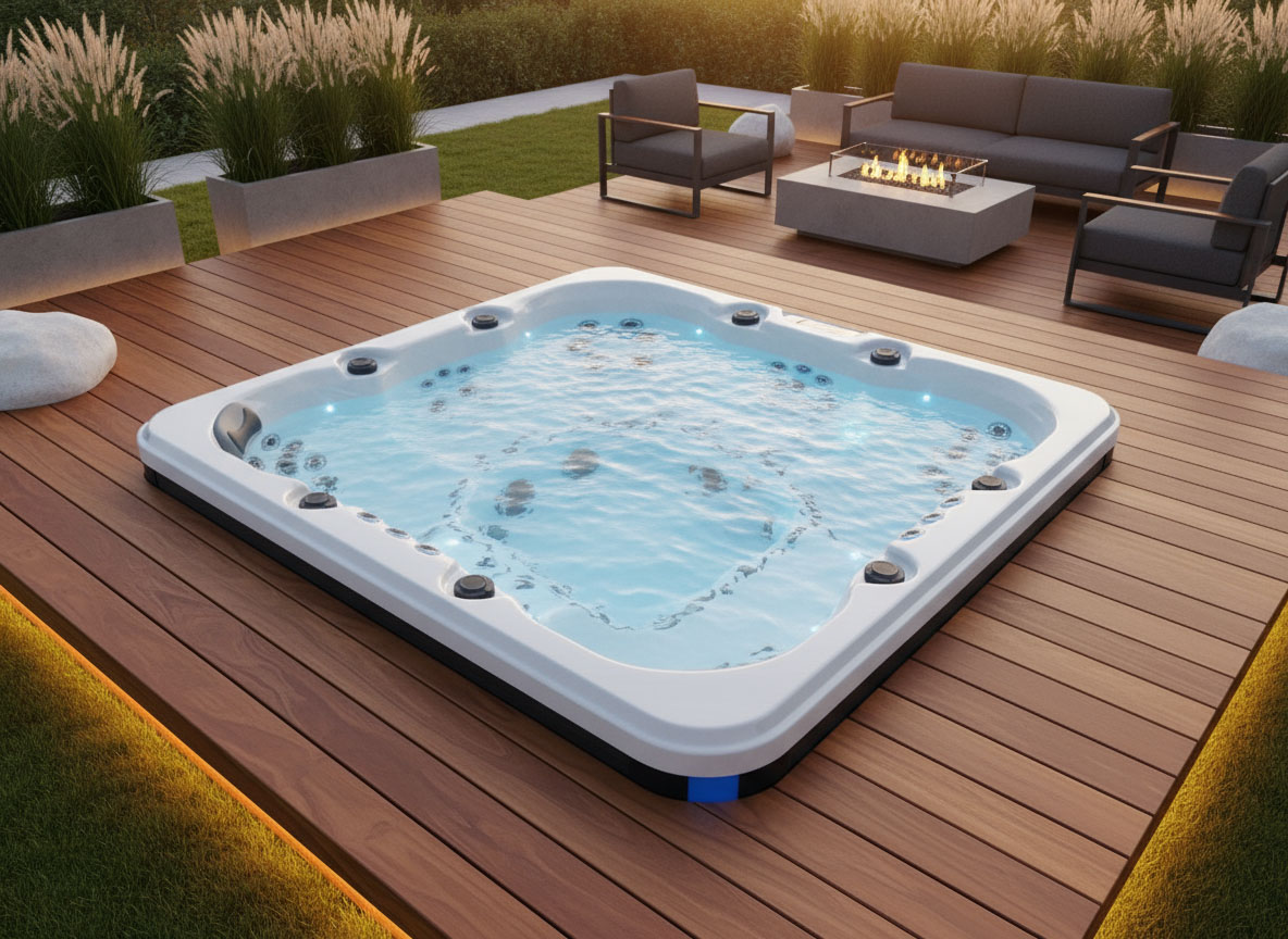 Maxwell Spas Max 8 Whirlpool für 5 Personen Grau/Braun mit 75 Massagedüsen