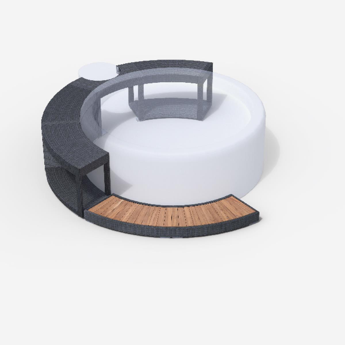 Whirlpool-5/8-Umrandung für Softub LEGEND - Polyrattan - graphite