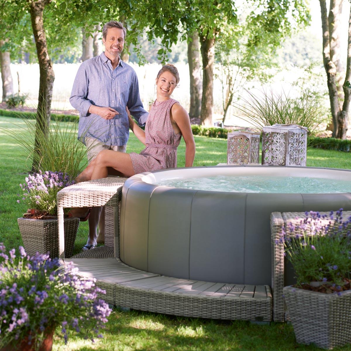 Whirlpool-Vollumrandung für Softub LEGEND - Polyrattan - ø 270 cm - sand