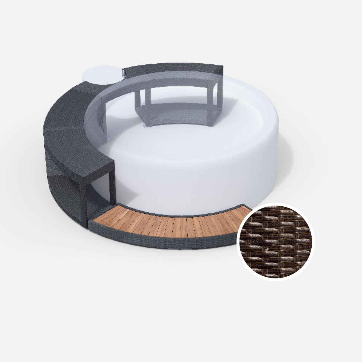 Whirlpool-5/8-Umrandung für Softub RESORT / POSEIDON - Polyrattan - mocca