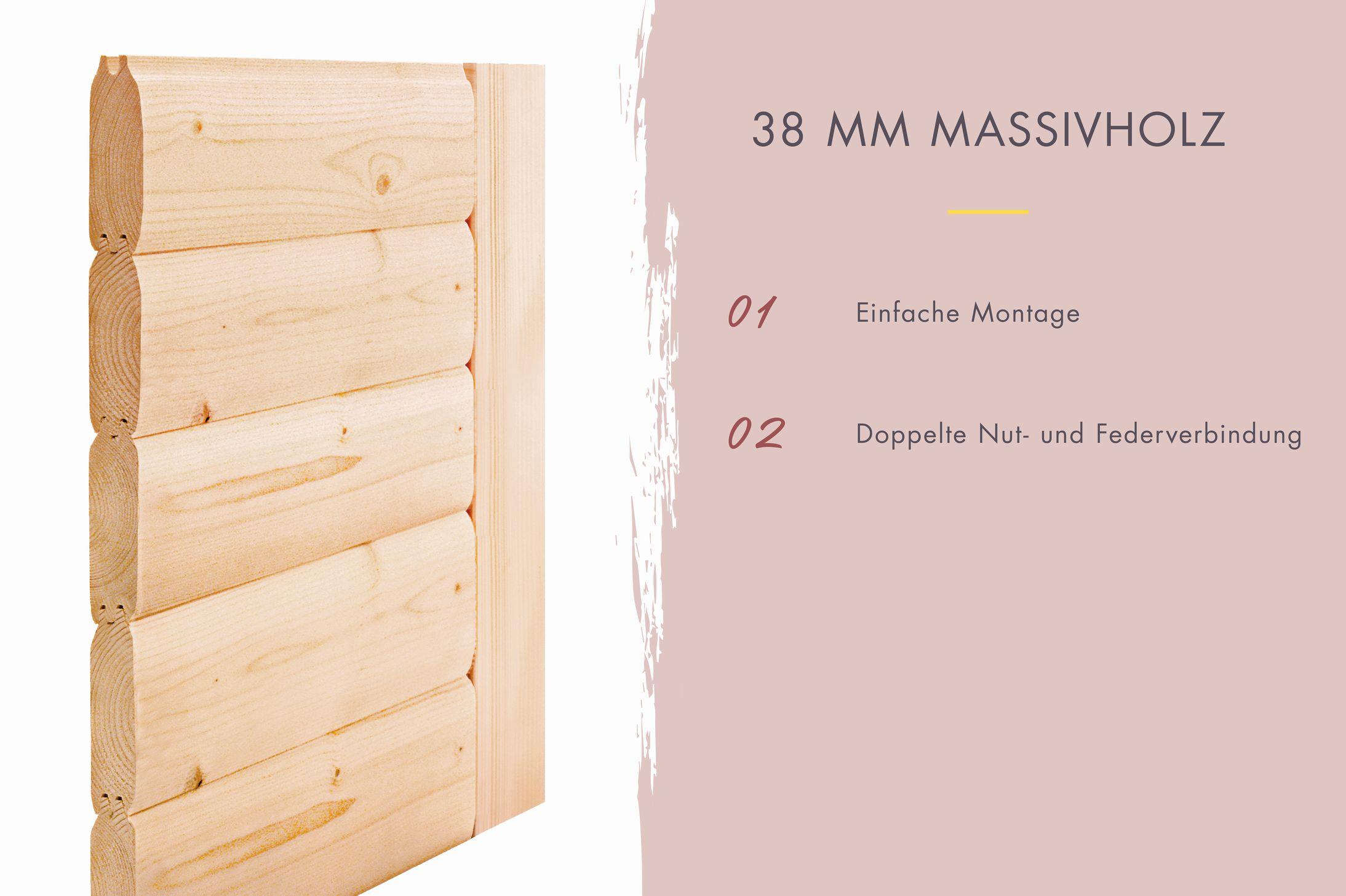 Aussenssauna Bonde mit 9 kW Ofen BIO 9 und Huum Wifi Steuerung natur