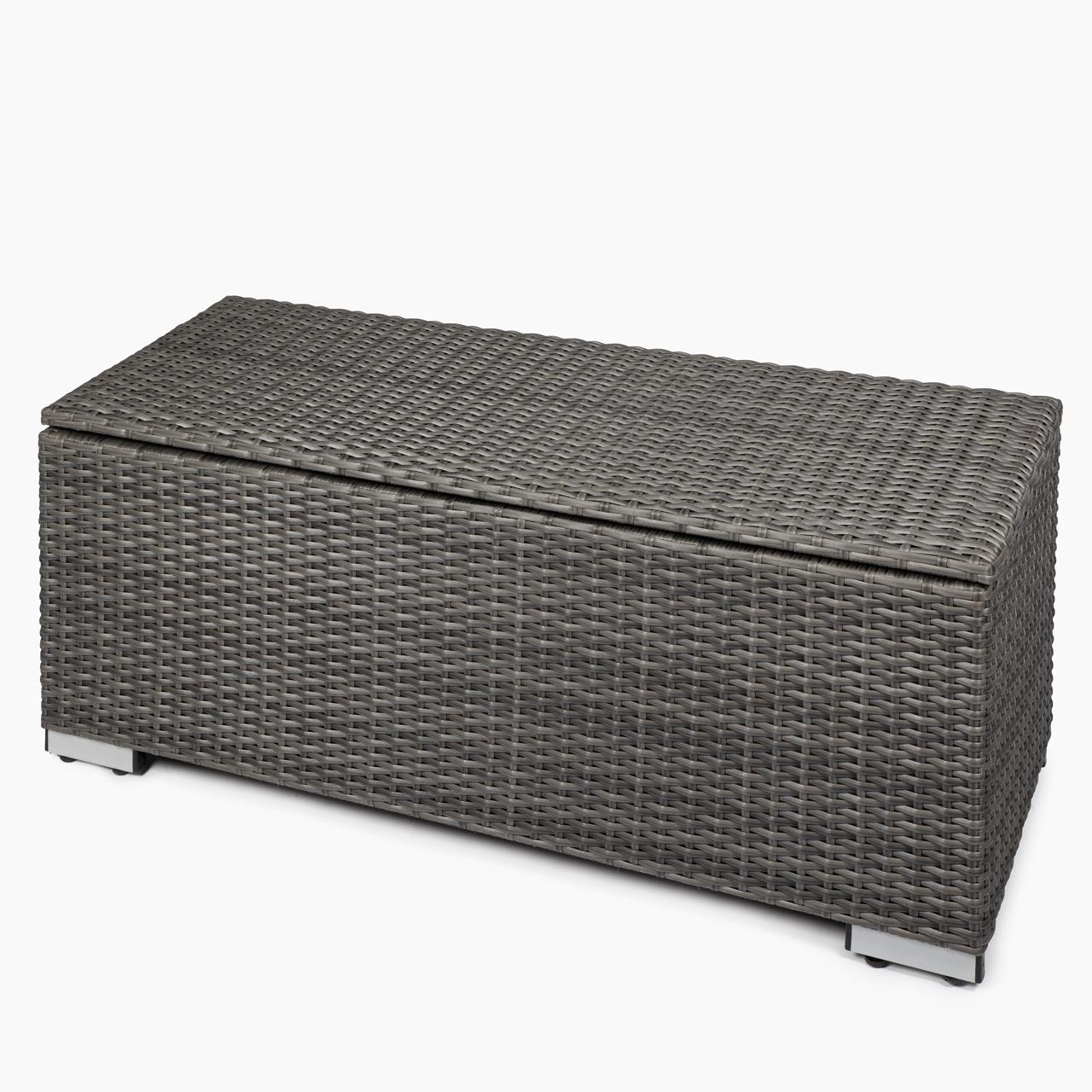 Garten-Aufbewahrungsbox Marinoir inkl. Auflage in grau - Polyrattan - 100 x 40 x 42 cm - graphite