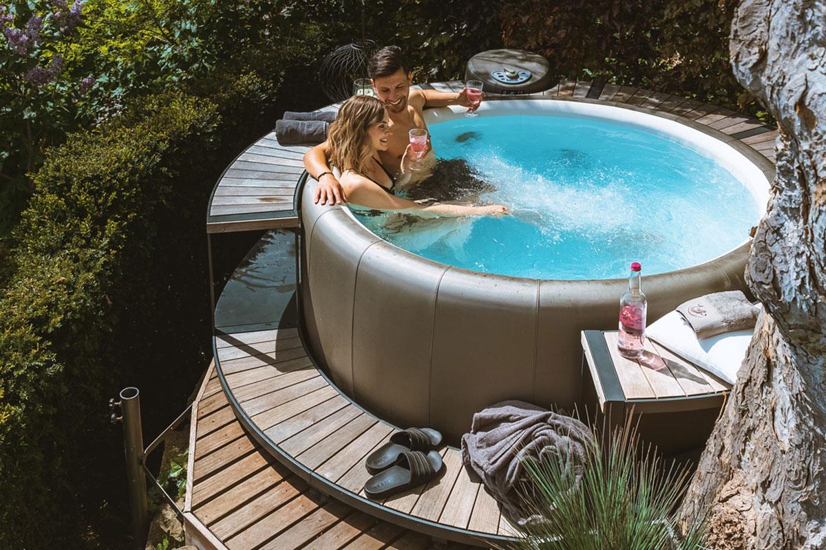Whirlpool-Vollumrandung für Softub RESORT / POSEIDON - Stauseeholz ø 290 cm - anthrazit