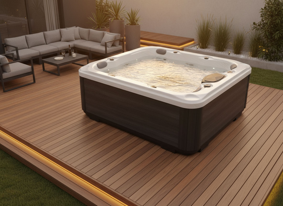 Maxwell Spas Max 1 Whirlpool für 3 Personen Grau/Braun mit 26 Massagedüsen